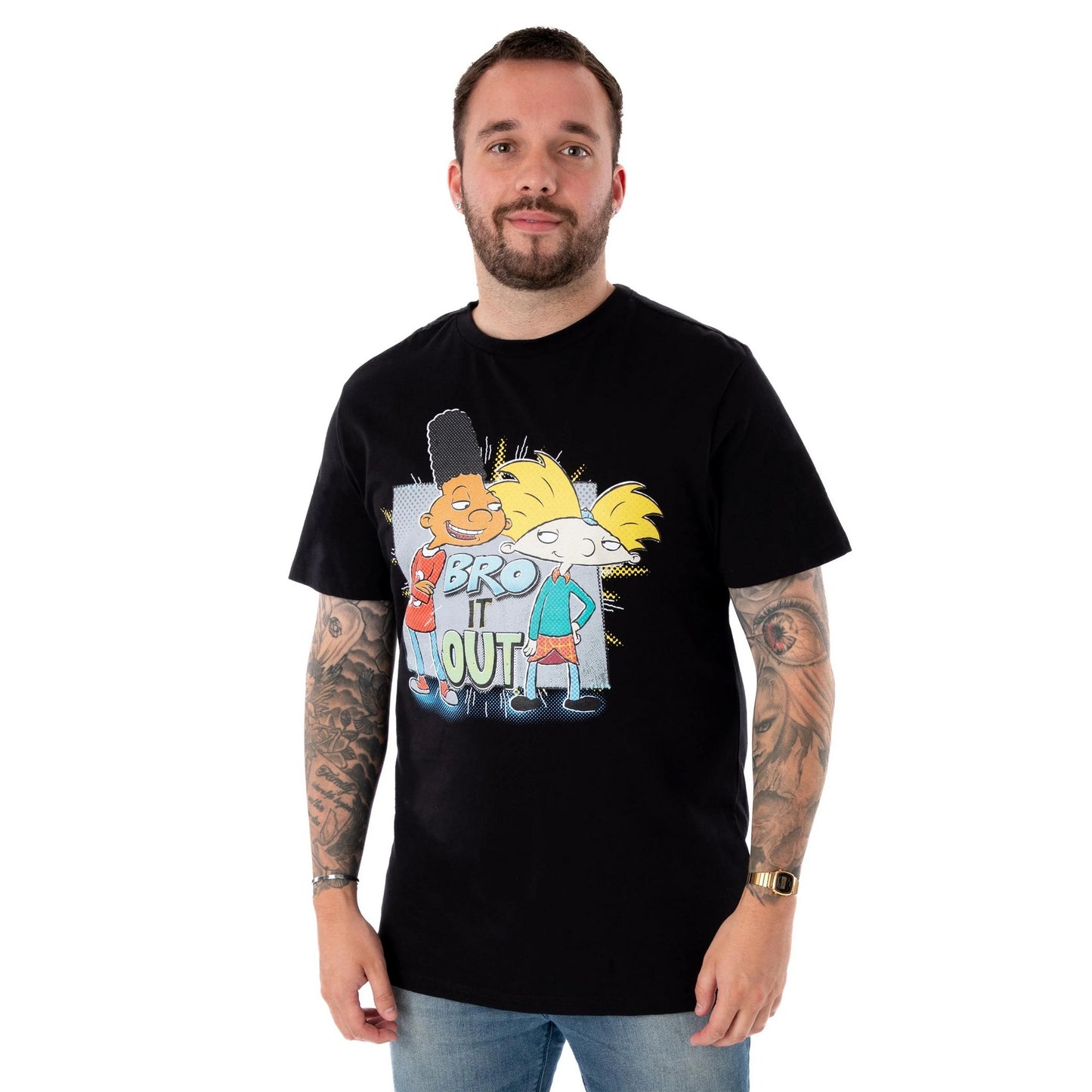 Black - Back - Hey Arnold! Mens Bro It Out Short-Sleeved T-Shirt
