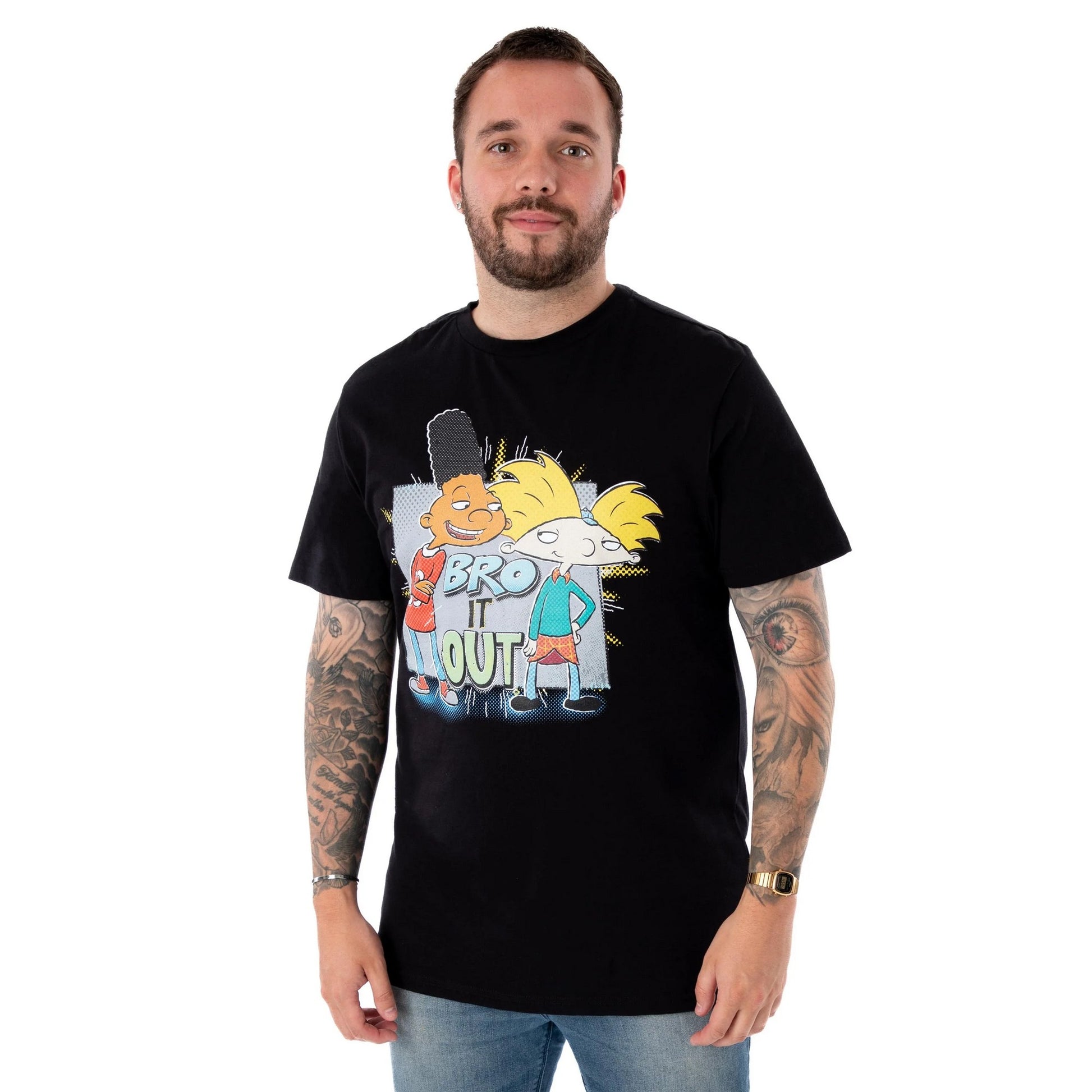 Black - Back - Hey Arnold! Mens Bro It Out Short-Sleeved T-Shirt