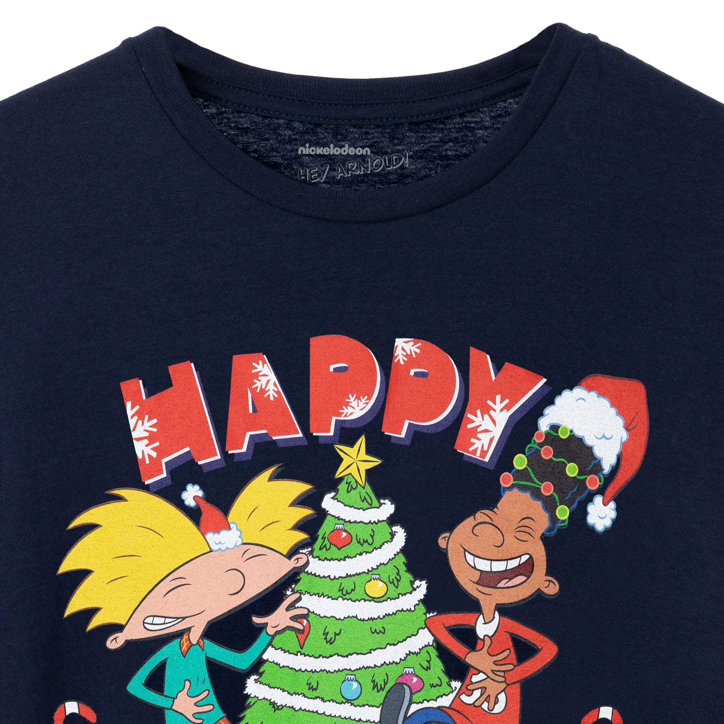 Navy - Back - Hey Arnold! Mens Happy Holidays Homie Christmas T-Shirt