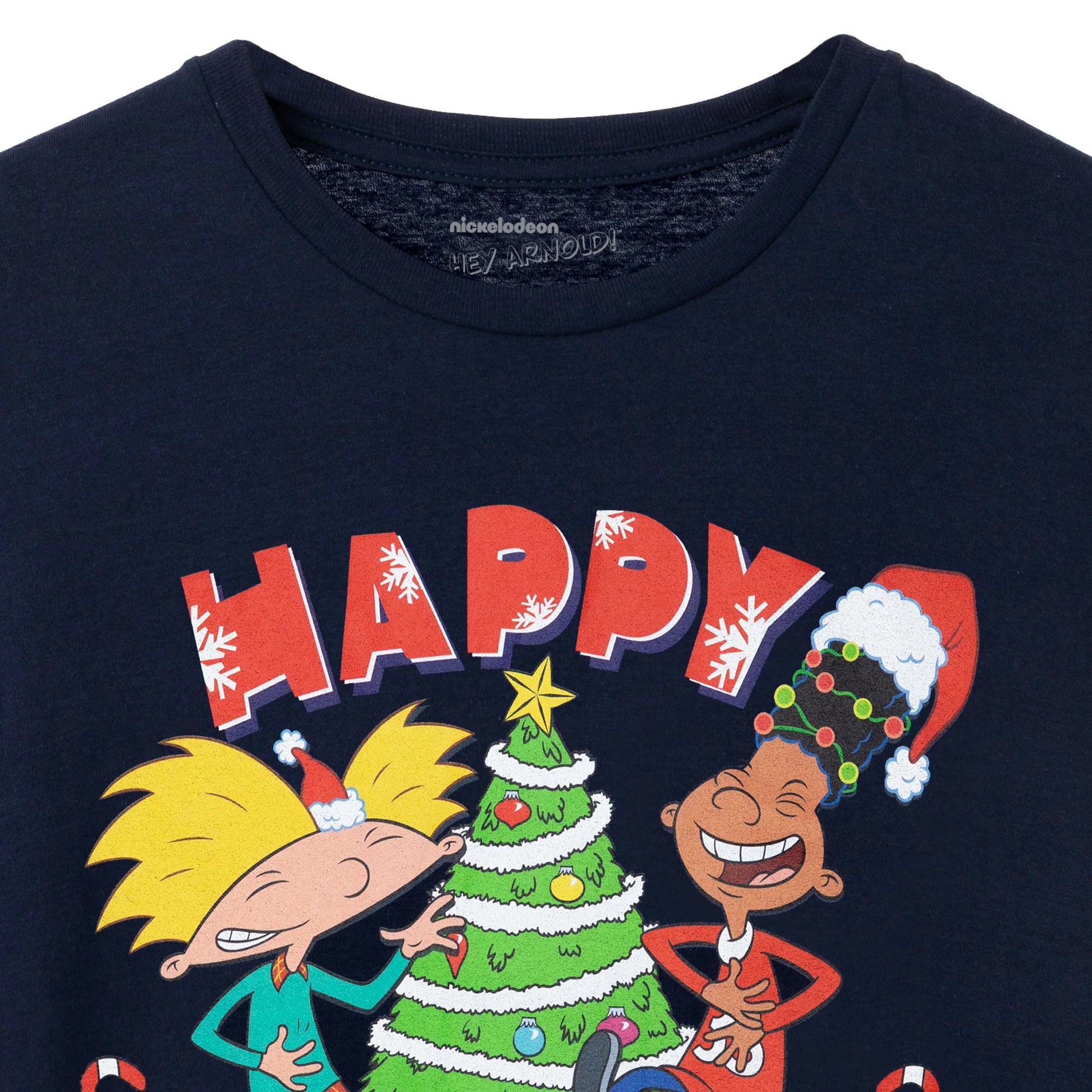 Navy - Back - Hey Arnold! Mens Happy Holidays Homie Christmas T-Shirt