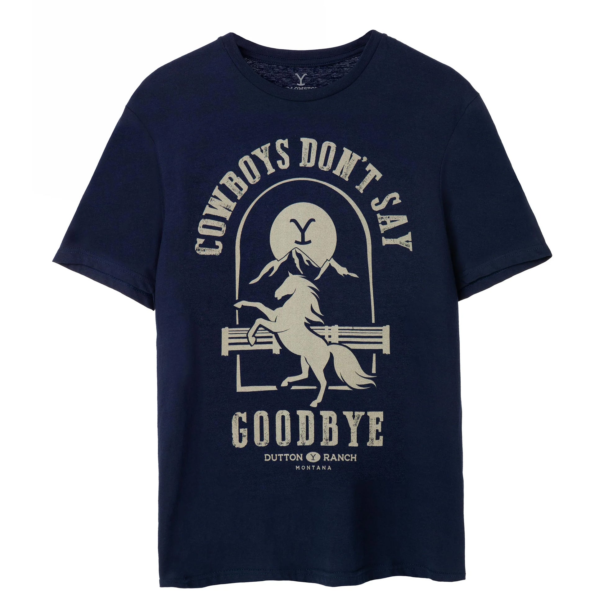 Navy - Front - Yellowstone Mens Cowboys Don´t Say Goodbye T-Shirt