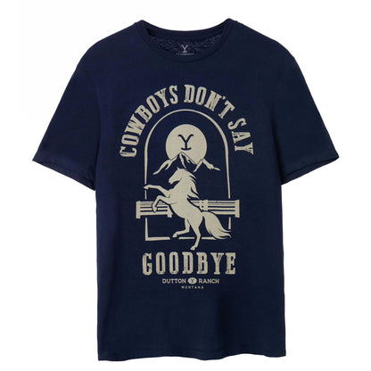 Navy - Front - Yellowstone Mens Cowboys Don´t Say Goodbye T-Shirt