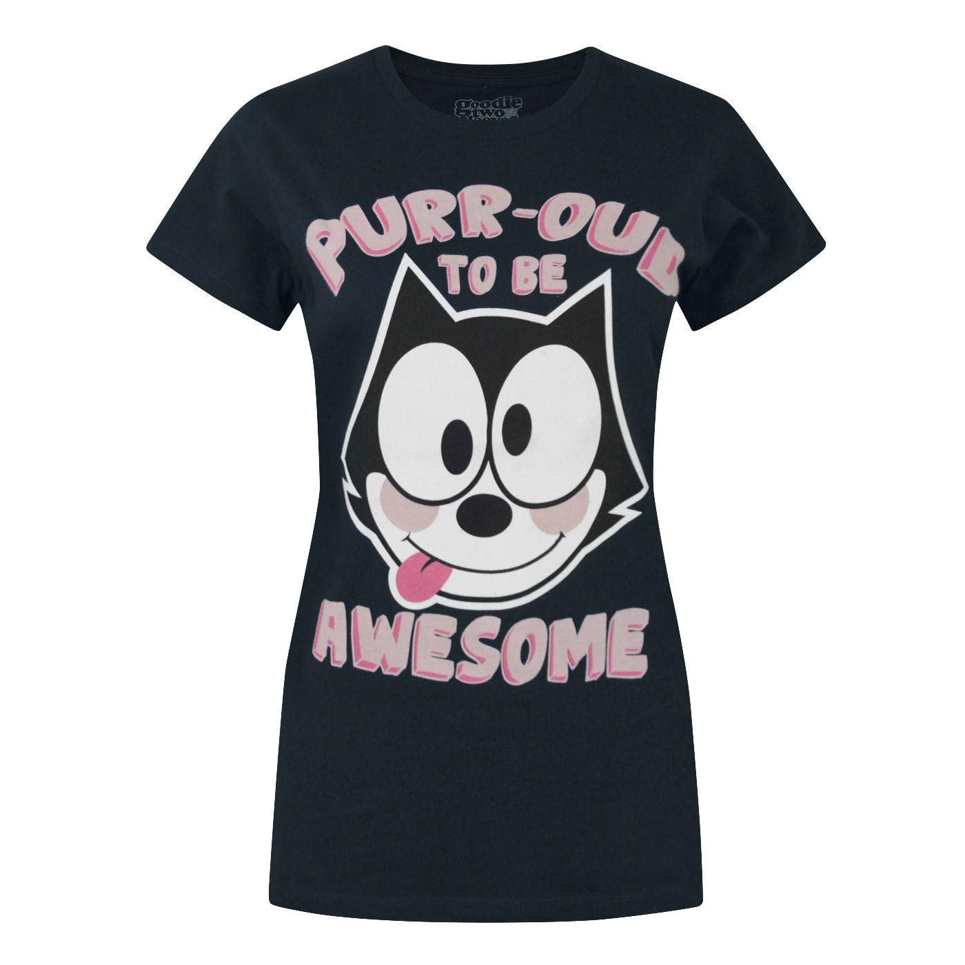 Blue - Front - Goodie Two Sleeves Womens-Ladies Purr-oud To Be Awesome Felix The Cat T-Shirt
