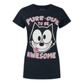 Blue - Front - Goodie Two Sleeves Womens-Ladies Purr-oud To Be Awesome Felix The Cat T-Shirt