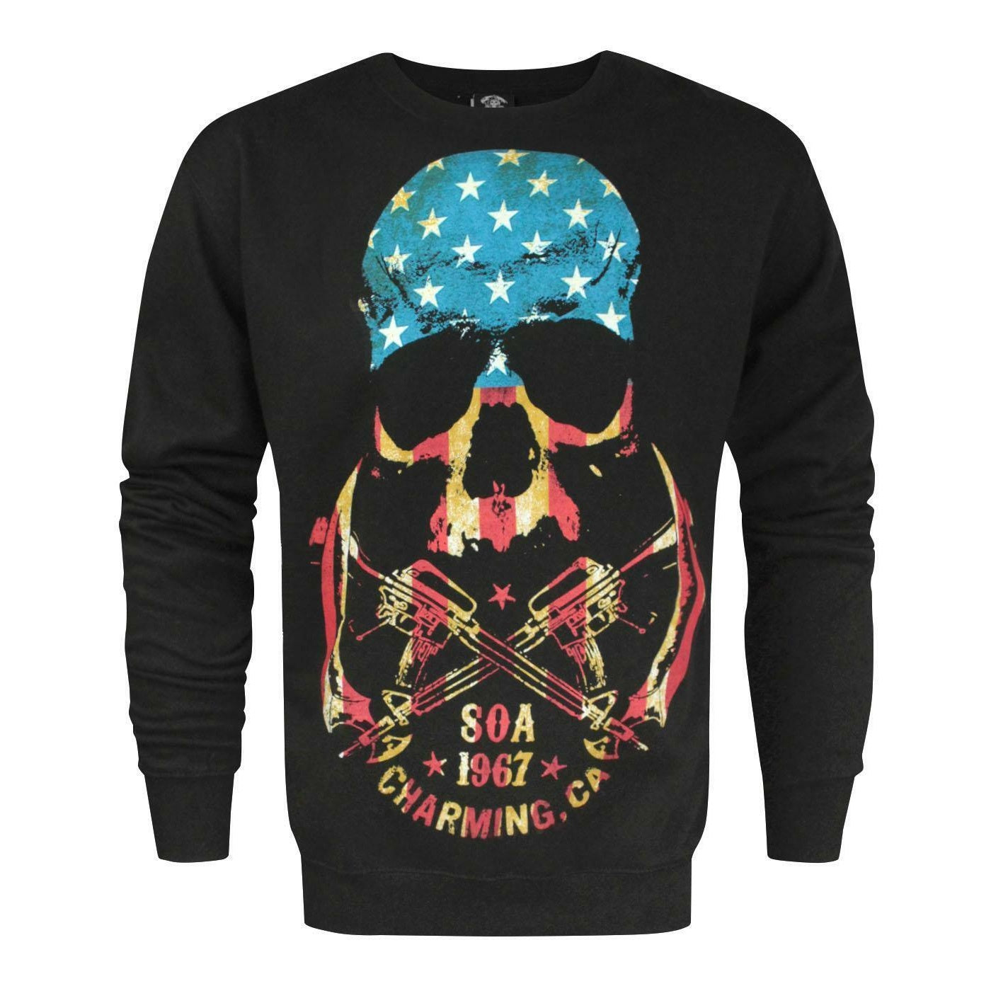 Black - Front - Sons Of Anarchy Mens Skull Sweatshirt