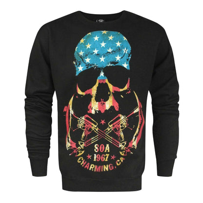 Black - Front - Sons Of Anarchy Mens Skull Sweatshirt