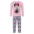 Pink-Multicoloured - Front - Disney Childrens-Kids Minnie Mouse Long Pyjama Set