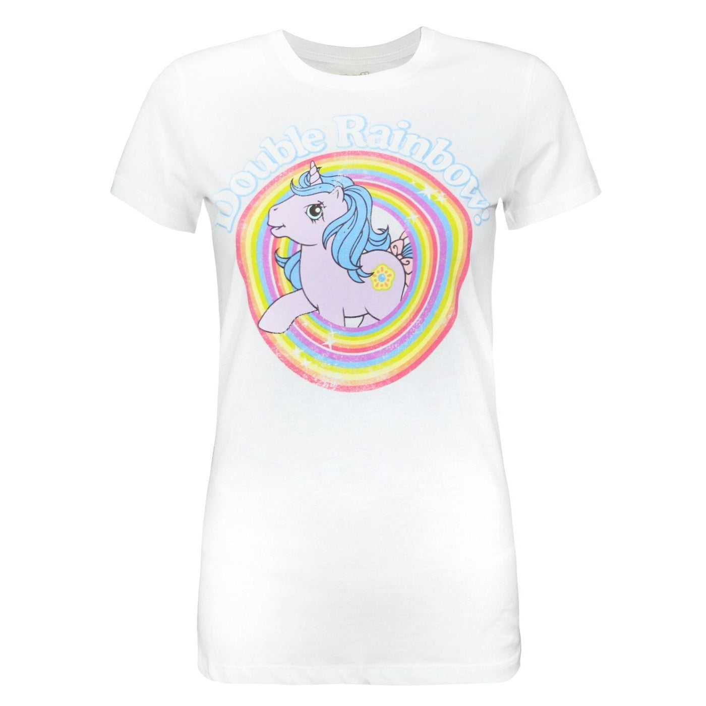 White - Front - Goodie Two Sleeves Womens-Ladies Rainbow My Little Pony T-Shirt