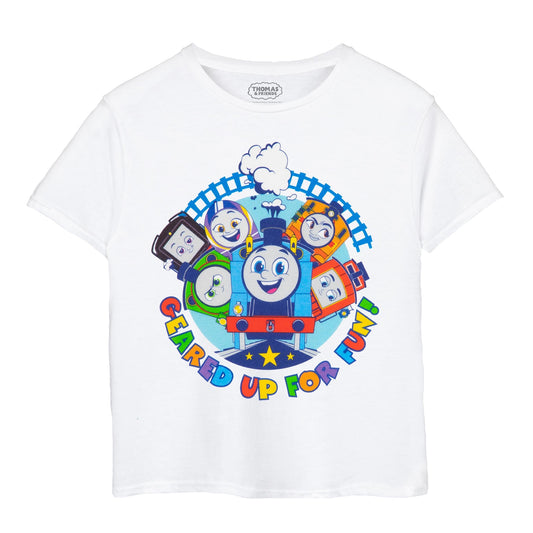 White - Front - Thomas And Friends Childrens-Kids Geared Up For Fun T-Shirt
