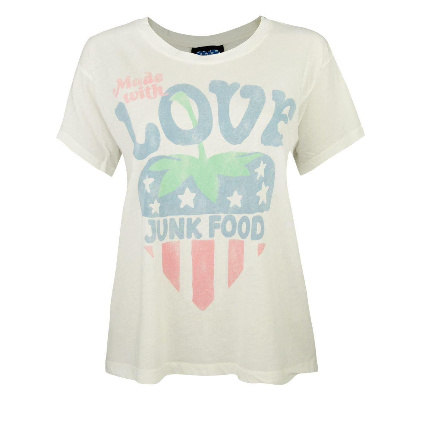 White - Front - Junk Food Womens-Ladies Made With Love Crop T-Shirt