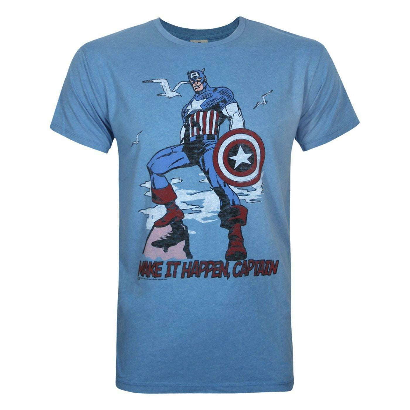 Blue - Front - Junk Food Mens Make It Happen Captain America T-Shirt