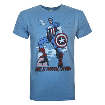 Blue - Front - Junk Food Mens Make It Happen Captain America T-Shirt