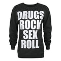 Black-White - Front - Kill Brand Womens-Ladies Drugs And Rock New Era Sweatshirt