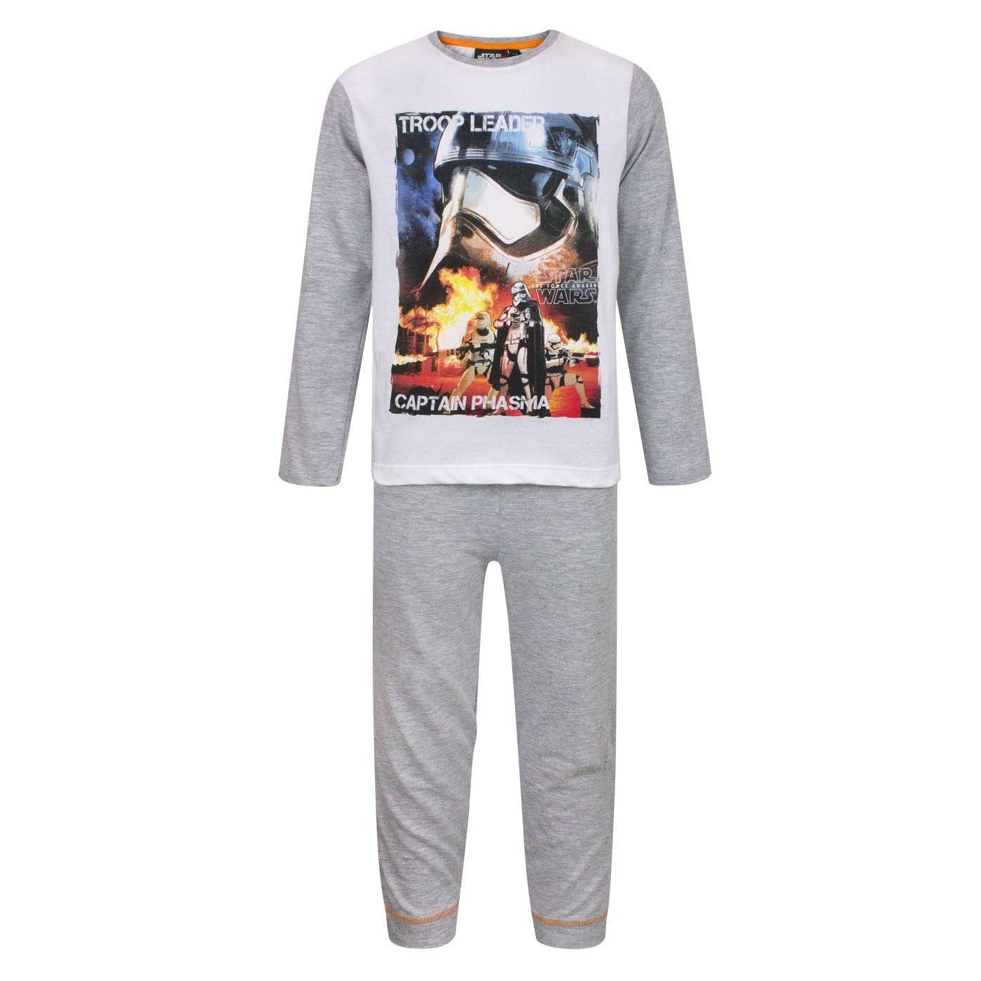 White-Grey Marl - Front - Star Wars Boys The Force Awakens Captain Phasma Long Pyjama Set