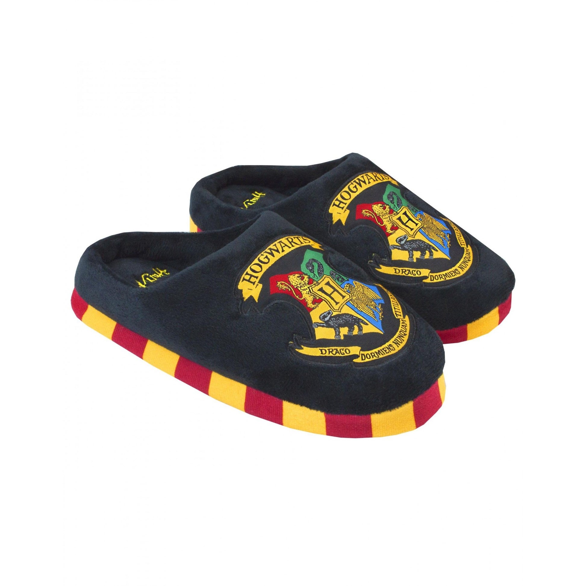 Black - Front - Harry Potter Childrens-Kids Hogwarts Crest Slippers