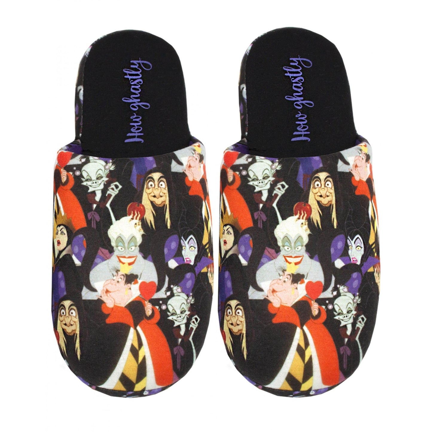 Multicoloured - Front - Disney Womens-Ladies Villains Polyester All-Over Print Slippers