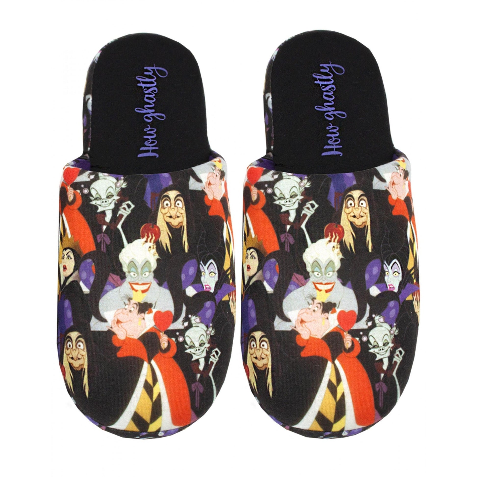 Multicoloured - Front - Disney Womens-Ladies Villains Polyester All-Over Print Slippers