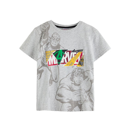 Grey - Front - Marvel Avengers Boys Comic Collage T-Shirt
