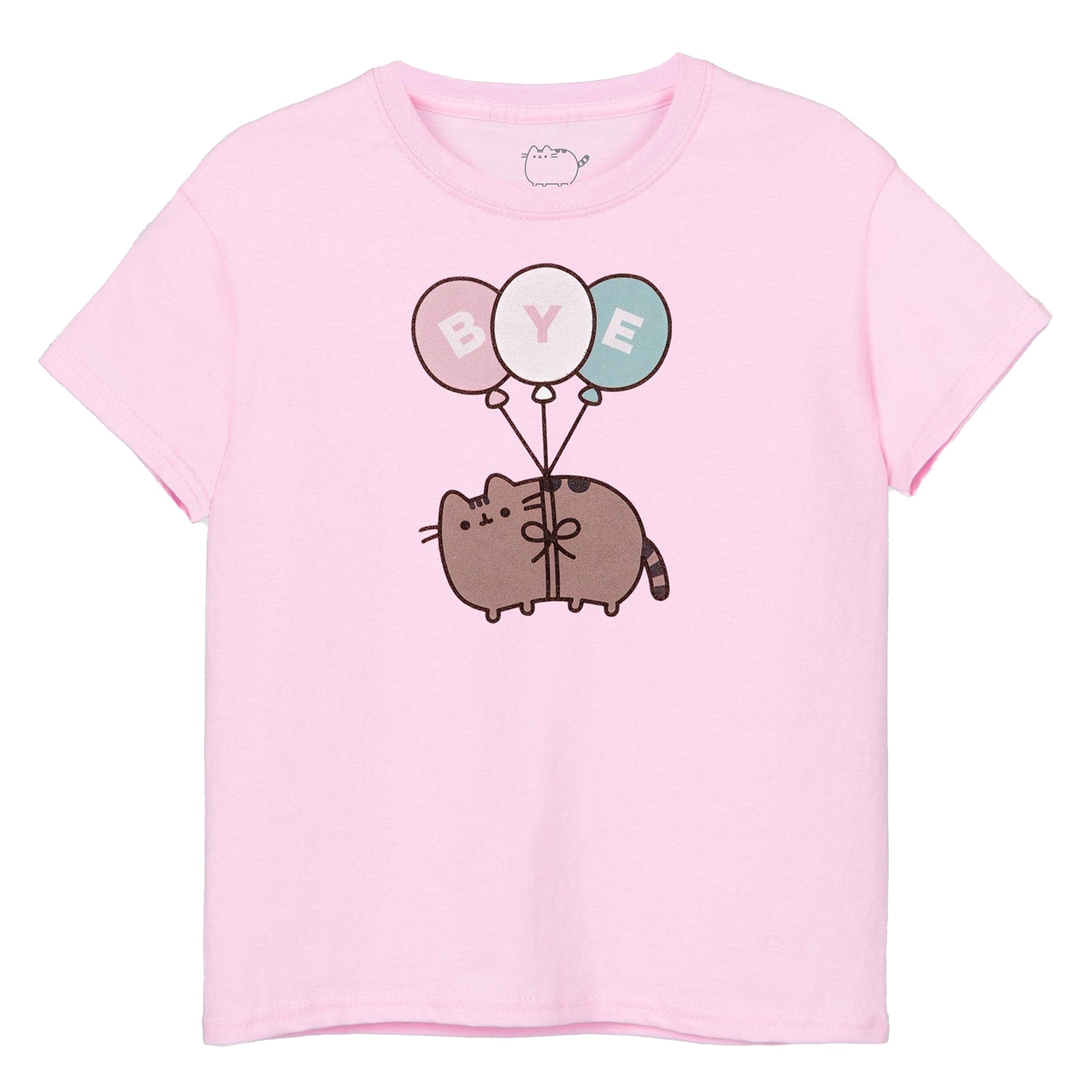 Pink - Front - Pusheen Girls Bye Balloons Short-Sleeved T-Shirt