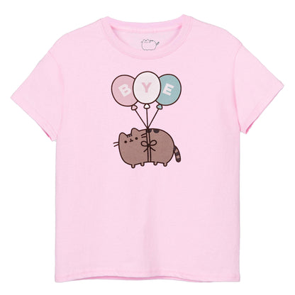 Pink - Front - Pusheen Girls Bye Balloons Short-Sleeved T-Shirt