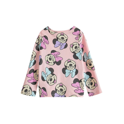 Pink - Side - Disney Girls Minnie Mouse All-Over Print Long Pyjama Set