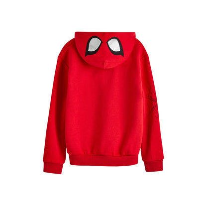 Red - Back - Spider-Man Childrens-Kids Face Hoodie