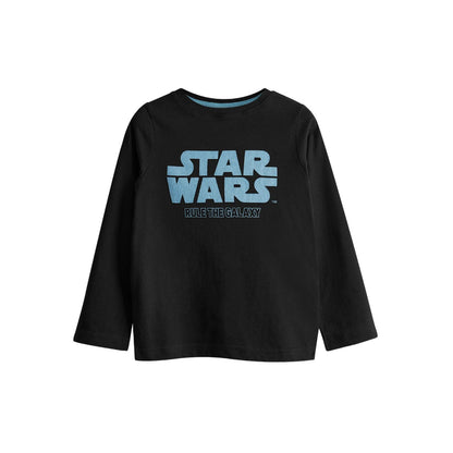 Black - Back - Star Wars Childrens-Kids Rule The Galaxy Logo Long Pyjama Set
