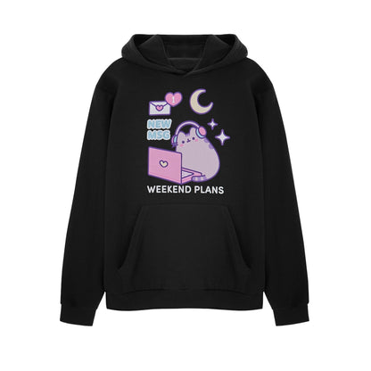 Black - Front - Pusheen Womens-Ladies New Msg Hoodie