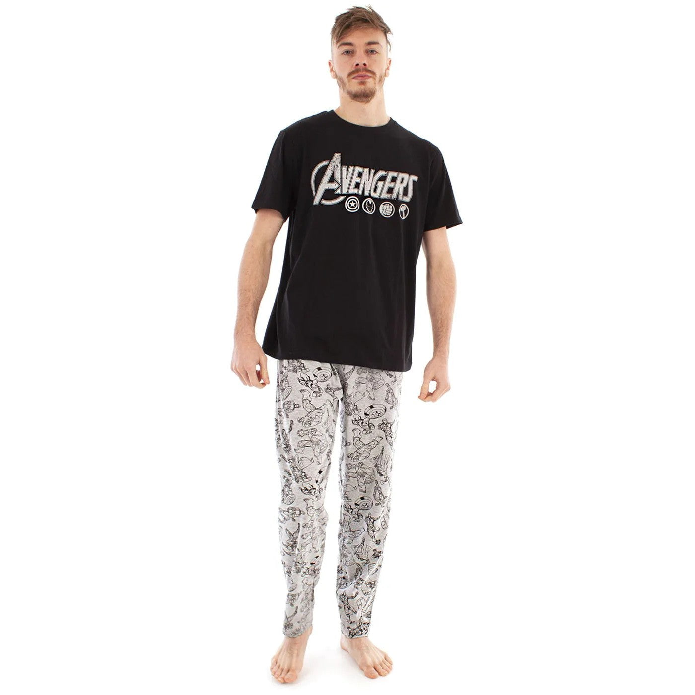 Grey - Lifestyle - Avengers Mens Logo Pyjama Set