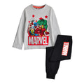 Black-Grey - Front - Marvel Avengers Boys Printed Long Pyjama Set