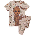 Brown - Front - Guardians Of The Galaxy Boys I Am Groot All-Over Print Pyjama Set