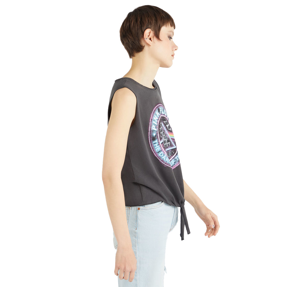 Black - Side - Amplified Womens-Ladies Pink Floyd Sleeveless T-Shirt