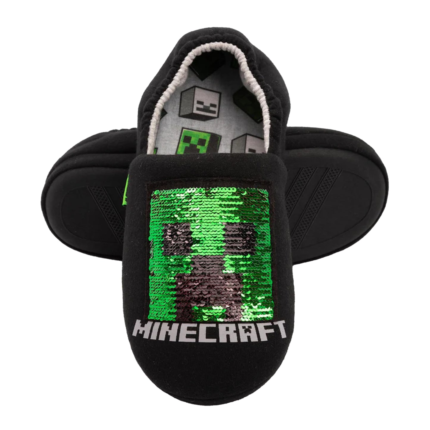 Black - Side - Minecraft Boys Characters Slippers