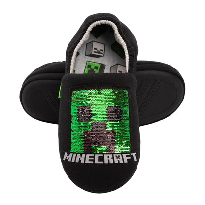 Black - Side - Minecraft Boys Characters Slippers