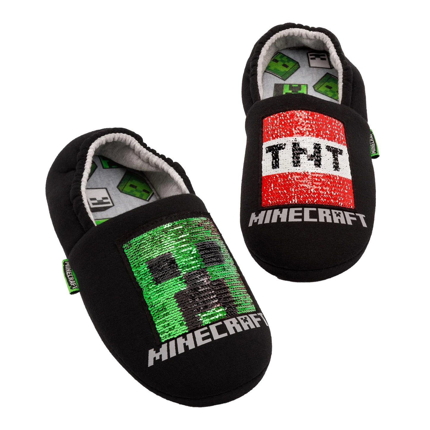 Black - Front - Minecraft Boys Characters Slippers