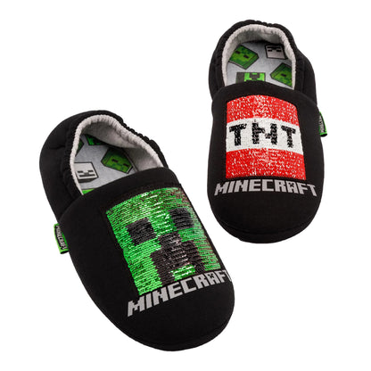 Black - Front - Minecraft Boys Characters Slippers