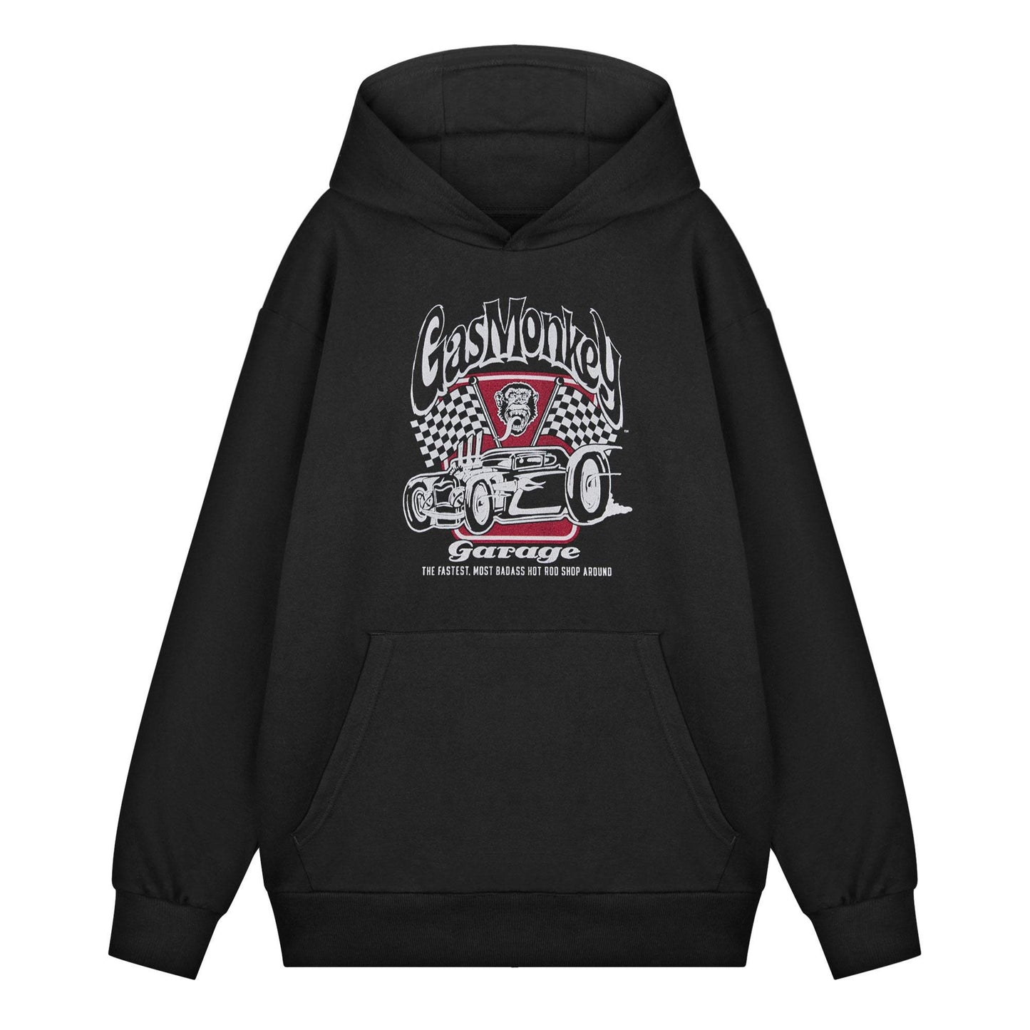 Black - Front - Gas Monkey Garage Mens Garage Flag Hoodie