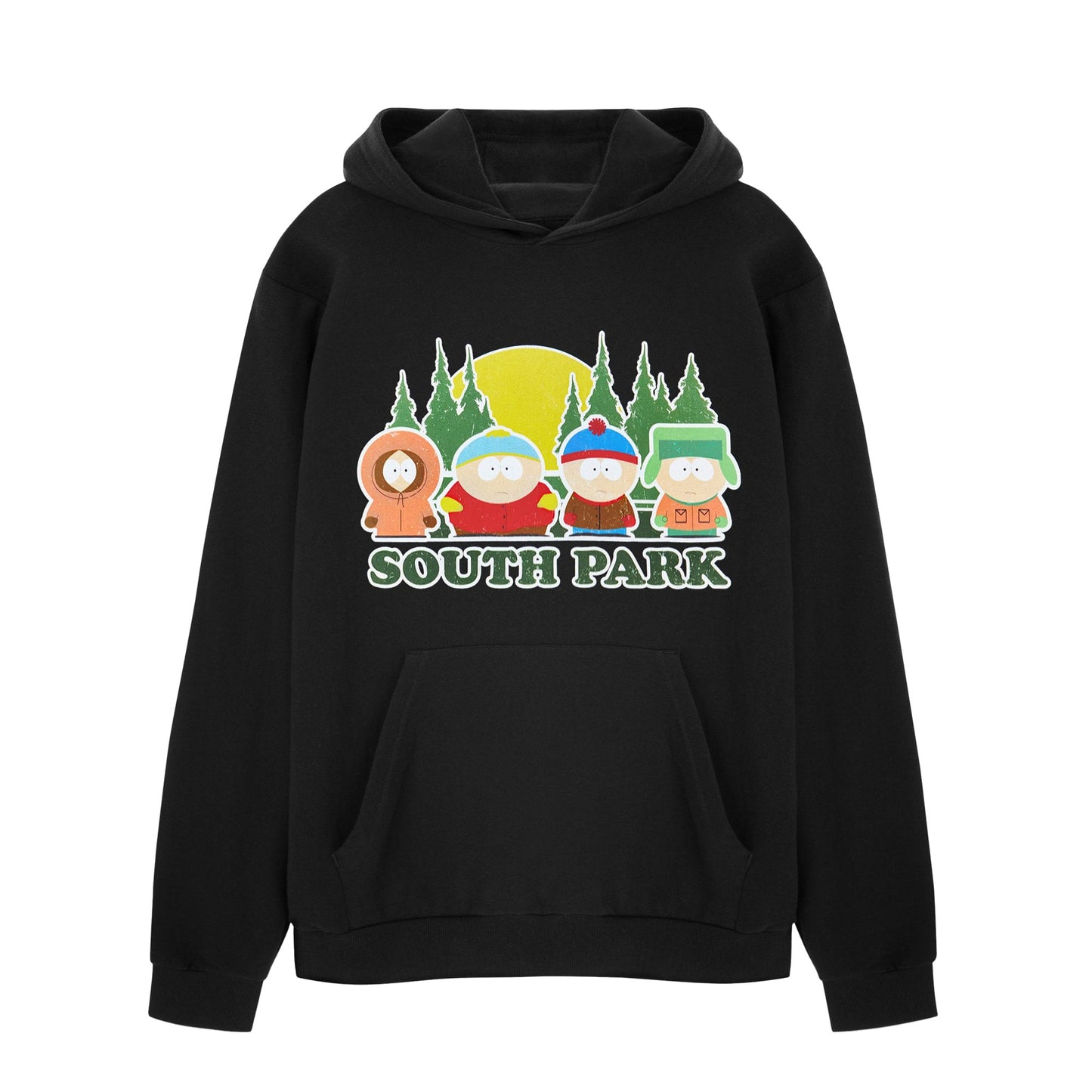Black - Front - South Park Mens Line Up Hoodie
