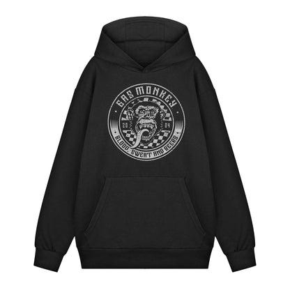 Black - Front - Gas Monkey Garage Mens Checker Disc Hoodie