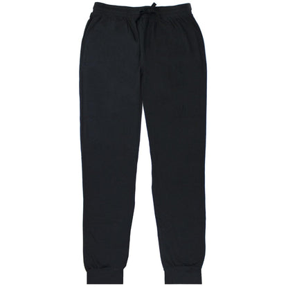 Black - Front - Mens Plain Cuffed Ankle Lounge Pants