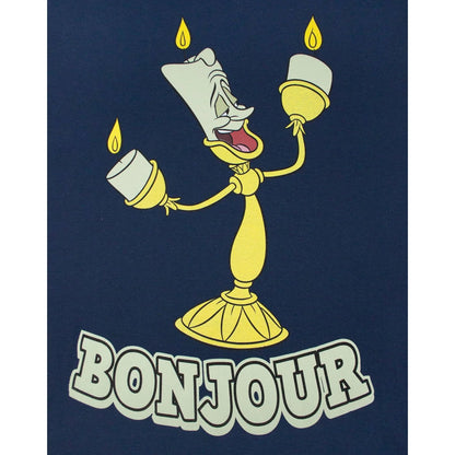 Navy Blue - Side - Beauty And The Beast Mens Bonjour T-Shirt