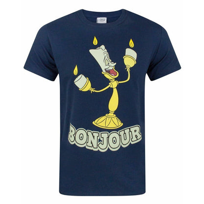 Navy Blue - Front - Beauty And The Beast Mens Bonjour T-Shirt
