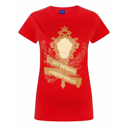 Red - Front - Beauty And The Beast Womens-Ladies Enchanted Mirror T-Shirt