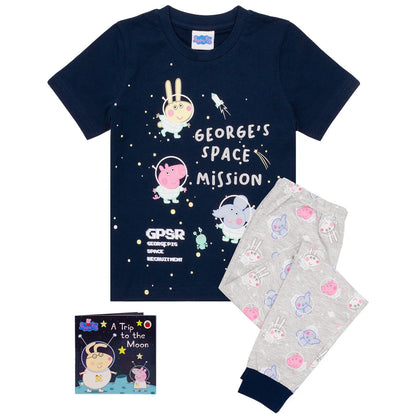 Navy - Front - Peppa Pig Boys Pyjama Set