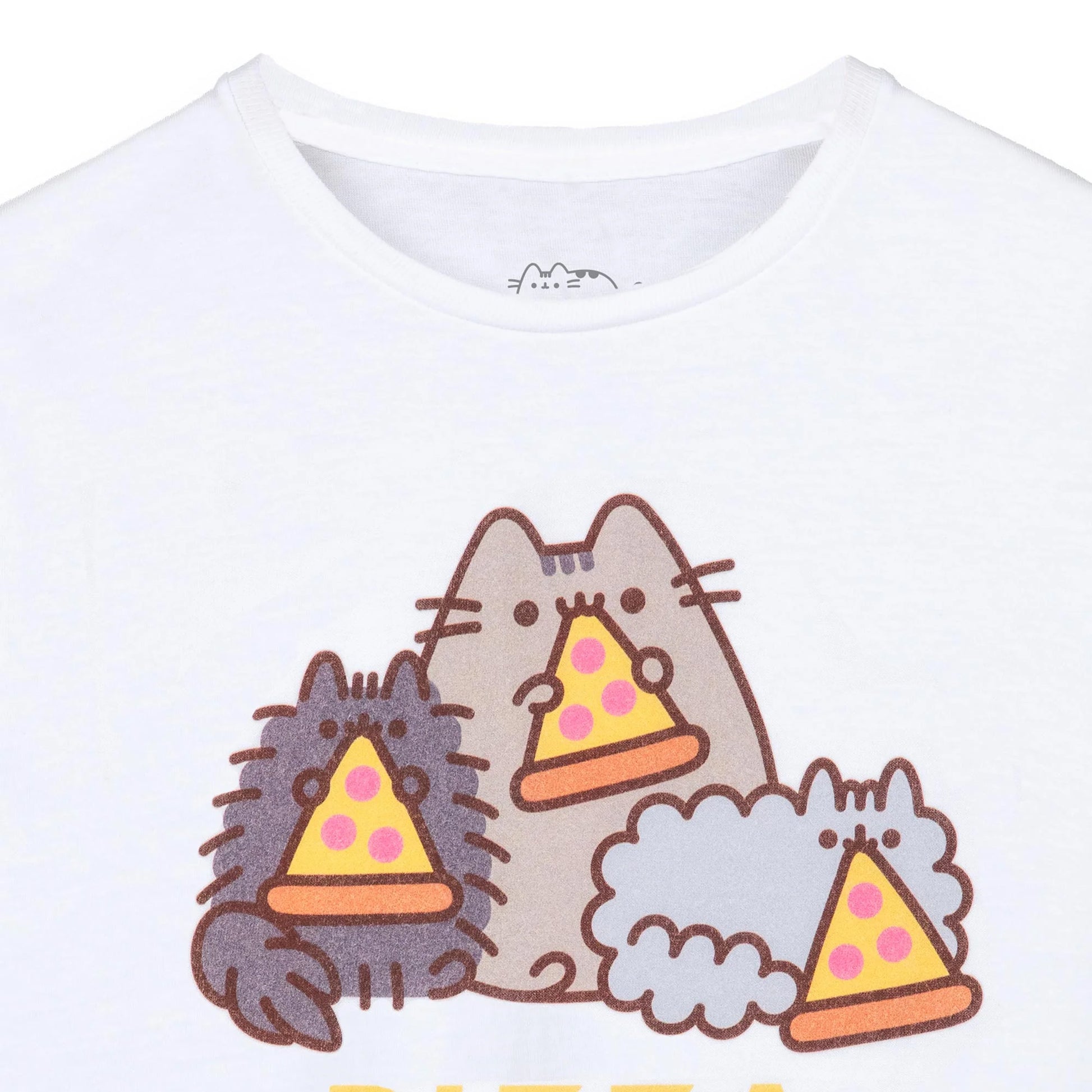 White - Back - Pusheen Girls Pizza Purrty Short-Sleeved T-Shirt