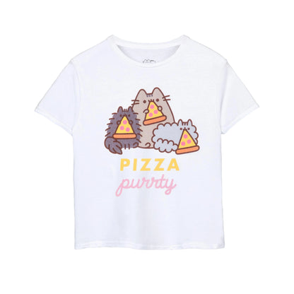 White - Front - Pusheen Girls Pizza Purrty Short-Sleeved T-Shirt