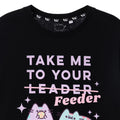 Black - Back - Pusheen Womens-Ladies Take Me To Your Feeder T-Shirt