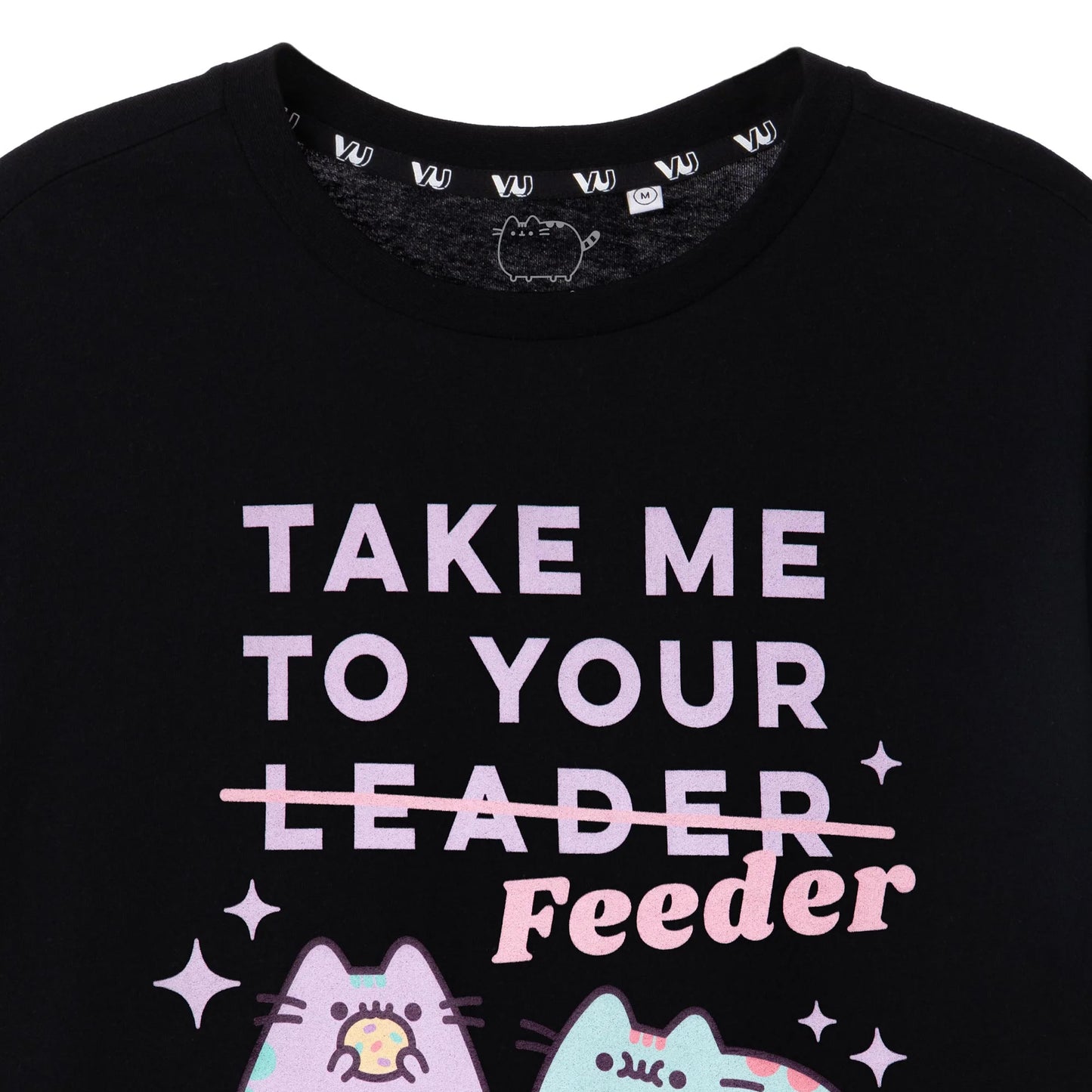 Black - Back - Pusheen Womens-Ladies Take Me To Your Feeder T-Shirt