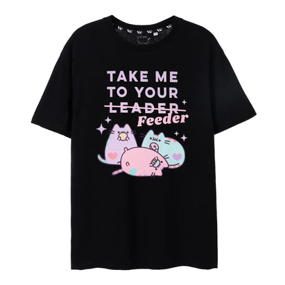 Black - Front - Pusheen Womens-Ladies Take Me To Your Feeder T-Shirt
