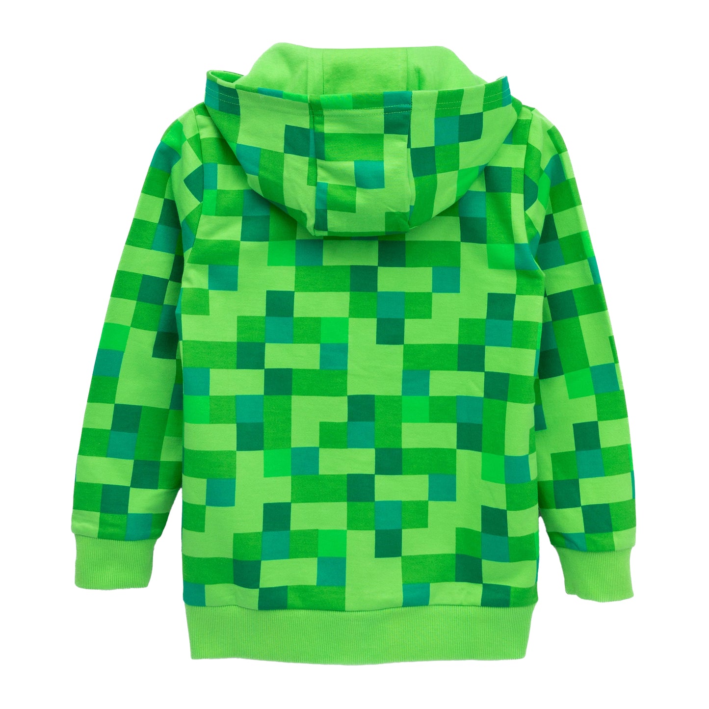 Green - Back - Minecraft Boys Creeper Full Zip Hoodie